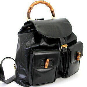Gucci Leather Bamboo Backpack Black